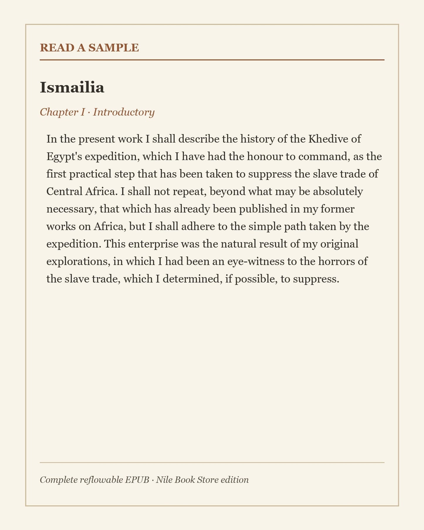 Readable excerpt from Ismailia by Sir Samuel W. Baker