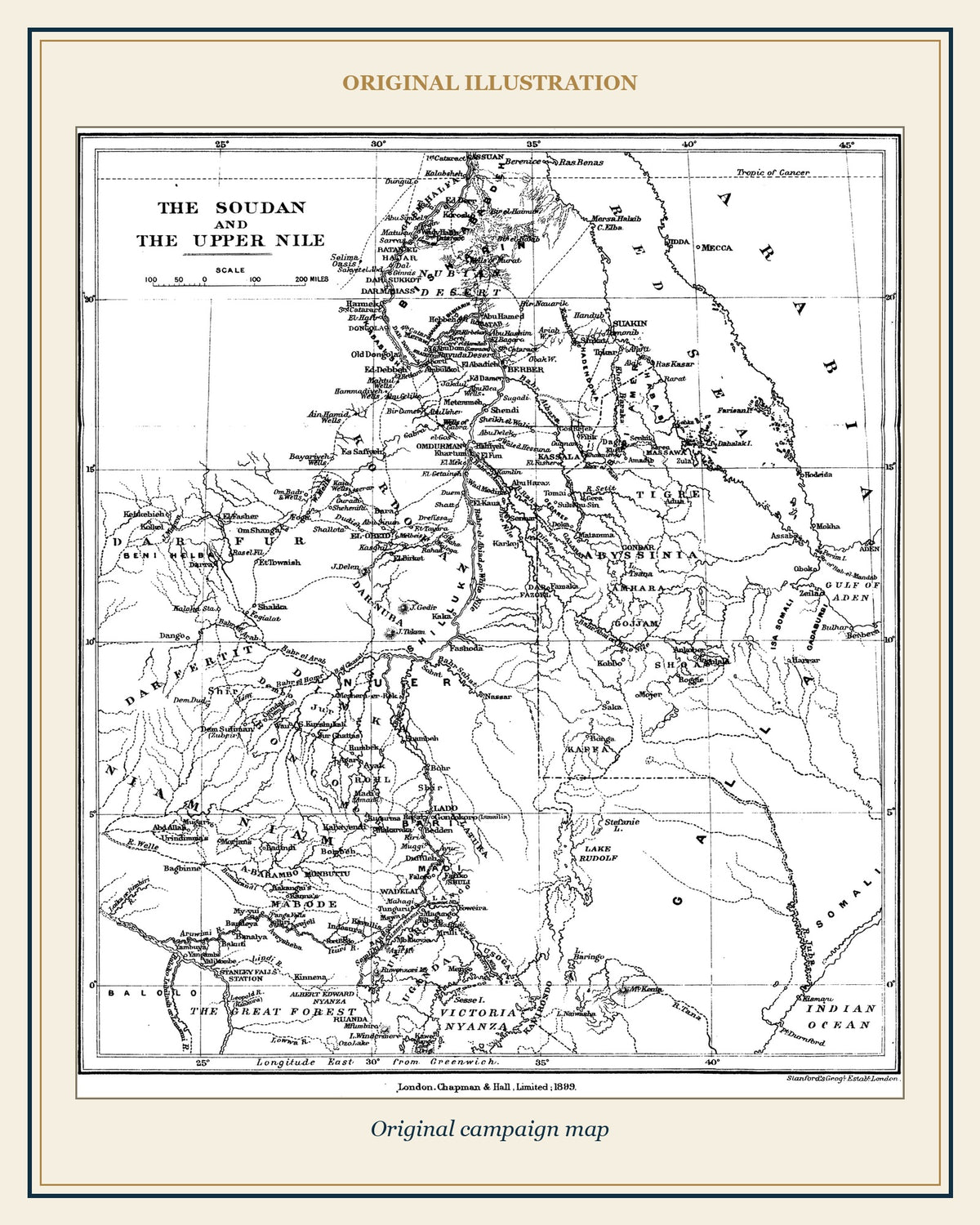 Original campaign map from Khartoum Campaign, 1898