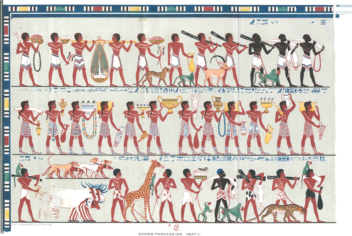 Original hand-colored temple relief plate from the 1835 edition