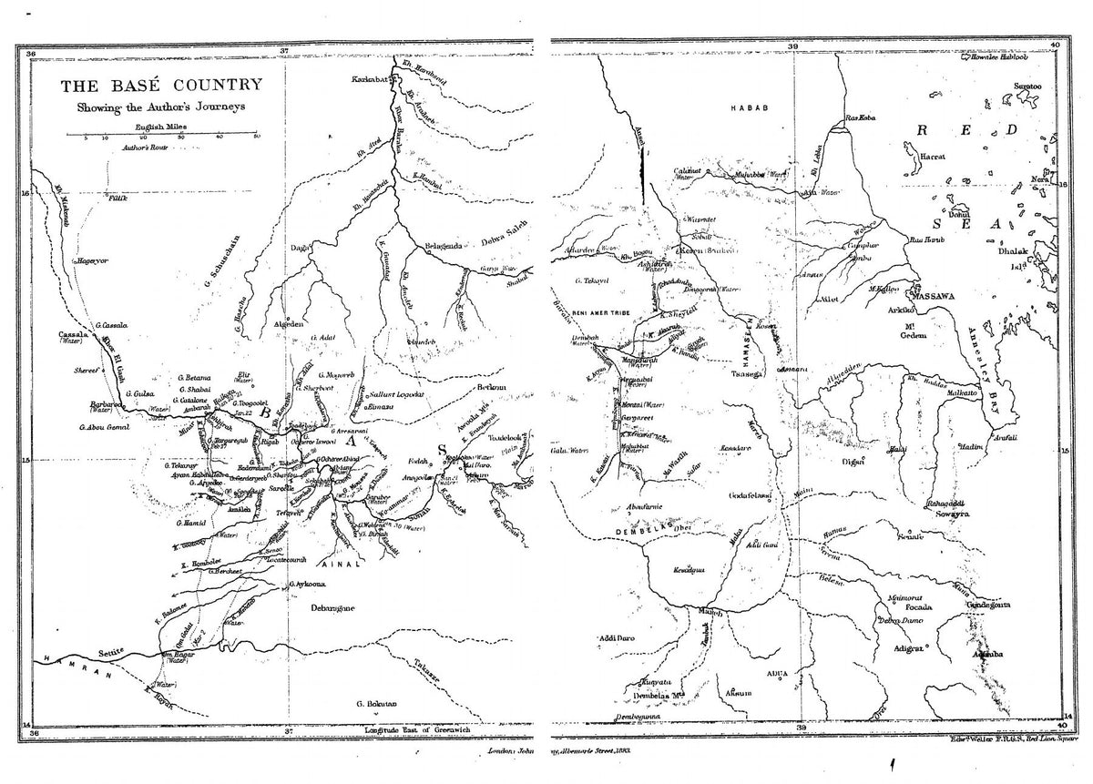 Historical map of the Basé country showing the author’s journeys