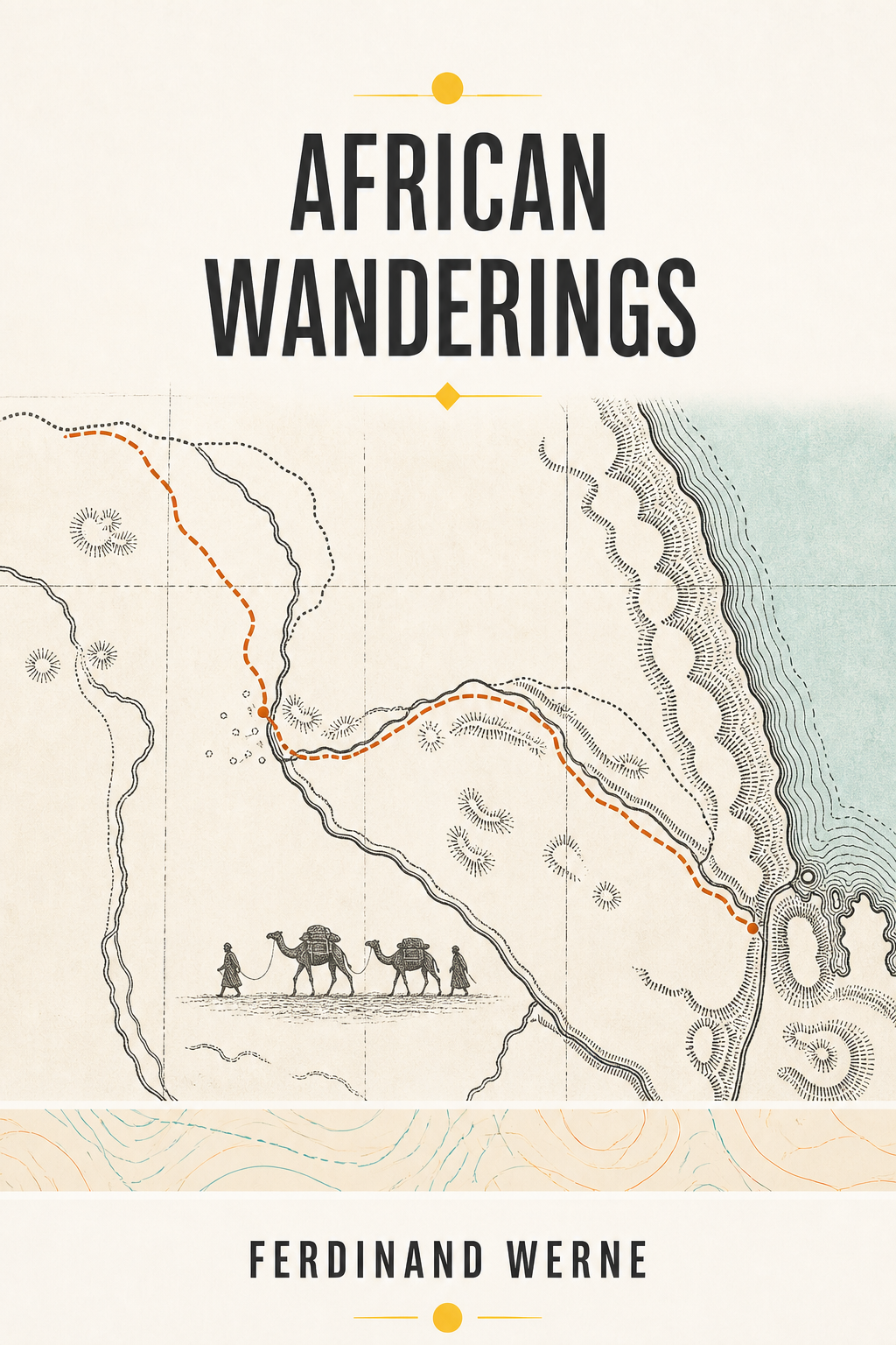 Engraved 1852 expedition-map cover for African Wanderings by Ferdinand Werne