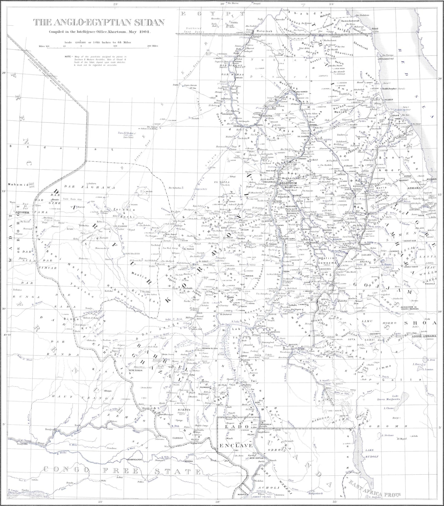 Original general map of Sudan compiled in Khartoum in 1904