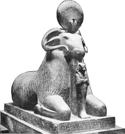 Original illustration of the colossal ram from Jebel Barkal