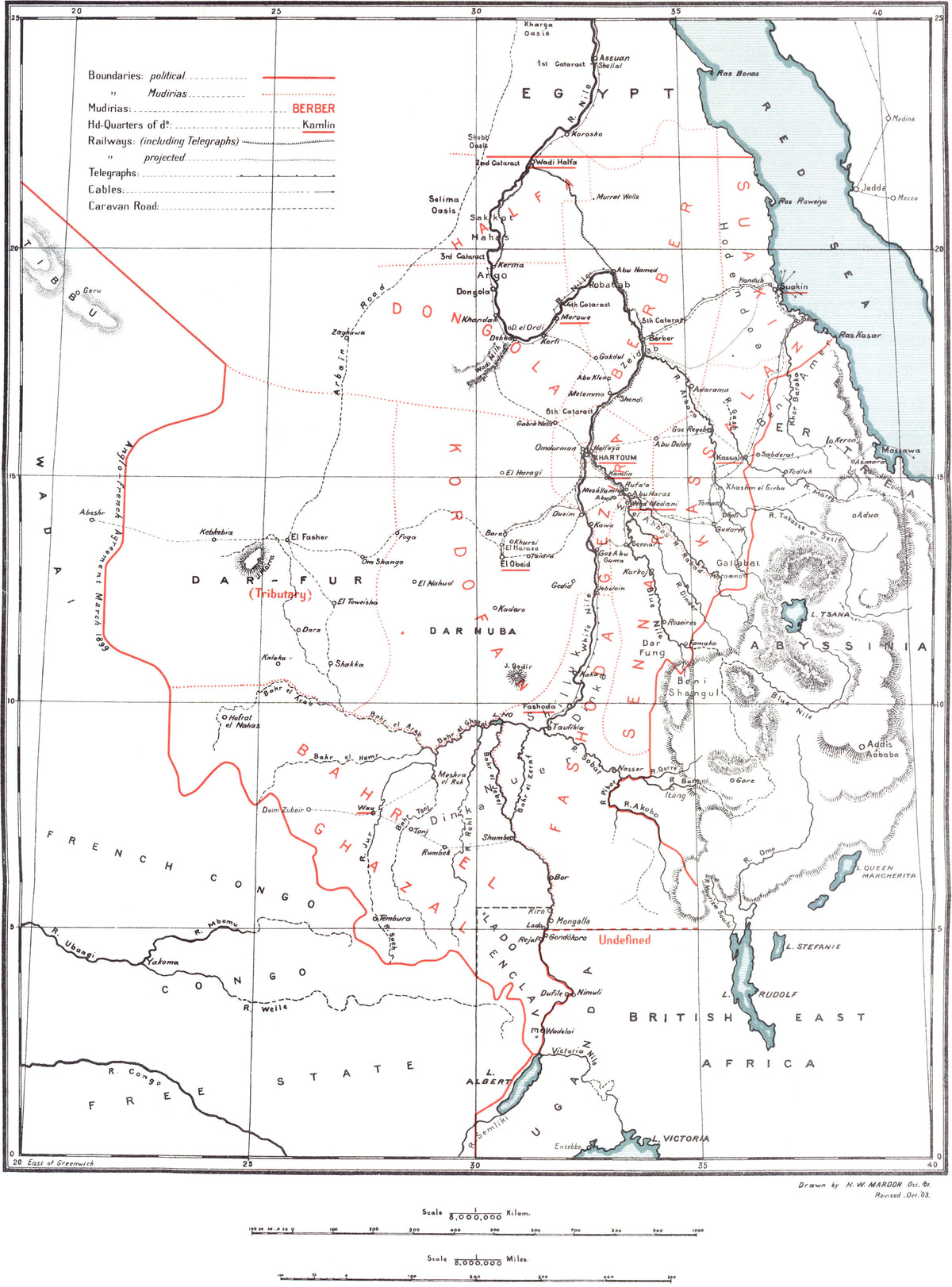 Original fold-out map from The Anglo-Egyptian Sudan, Volume II: Routes