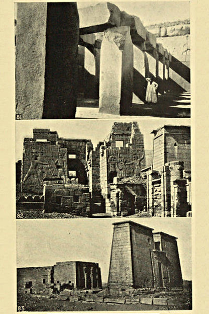 Ancient Egyptian temples and architectural forms — original illustrations