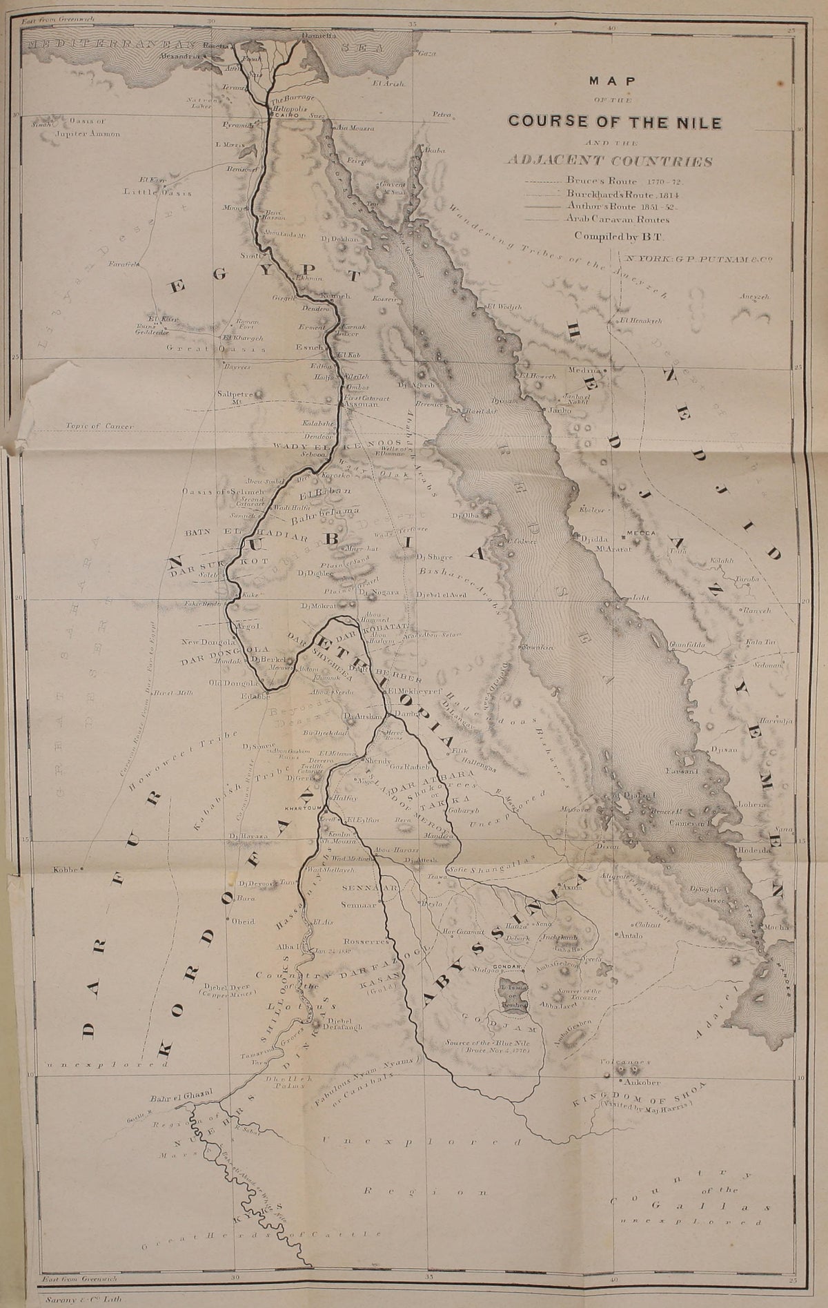Original map of the course of the Nile and adjacent countries