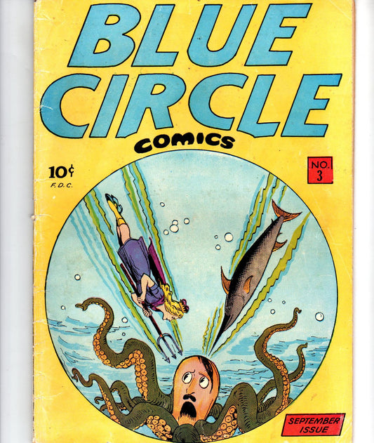 Blue Circle Comics No. 3 authentic public-domain comic cover
