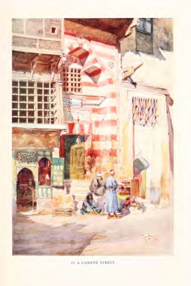 In a Cairene street, original colour plate