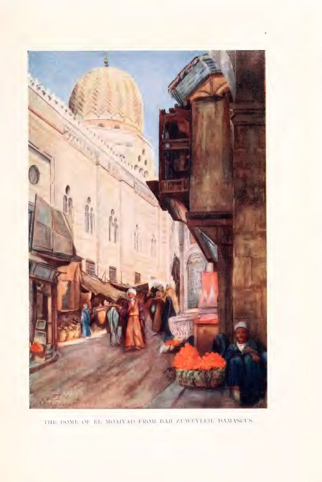 Damascus street and dome, original colour plate