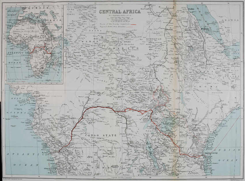 Original 1890 Central Africa expedition map