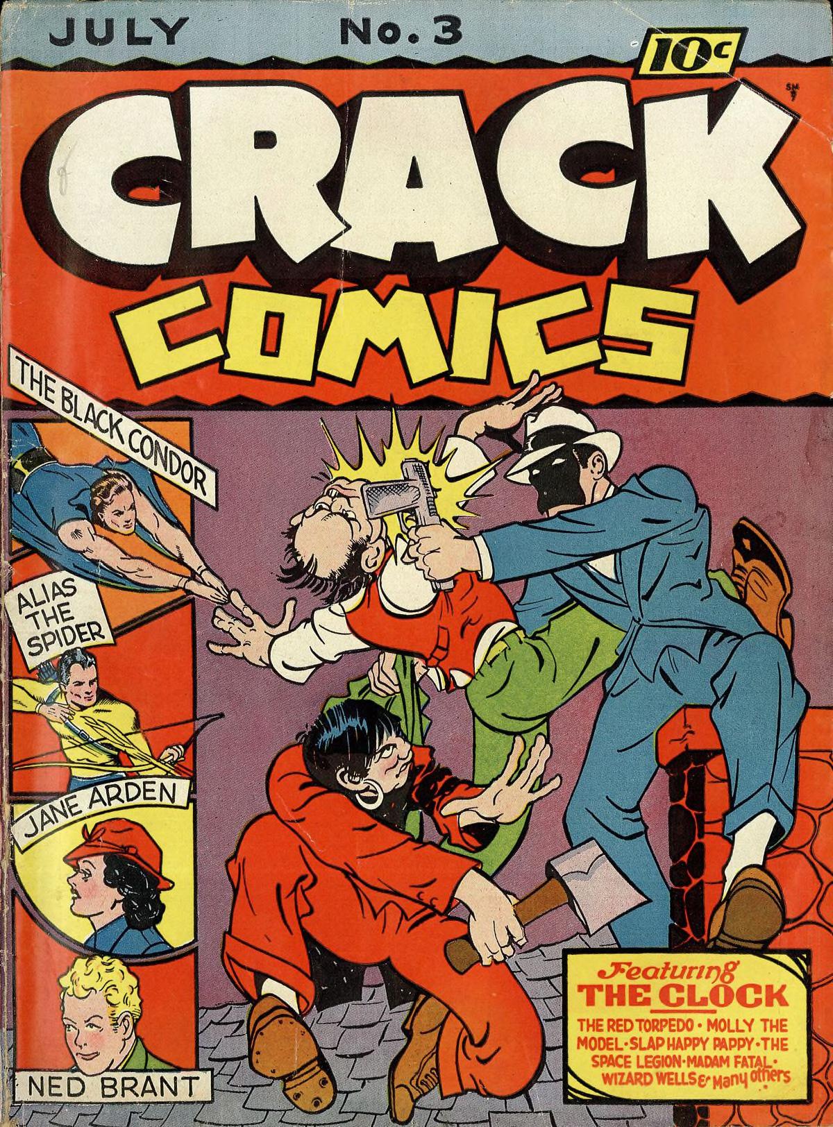 Crack Comics No. 3 authentic public-domain comic cover