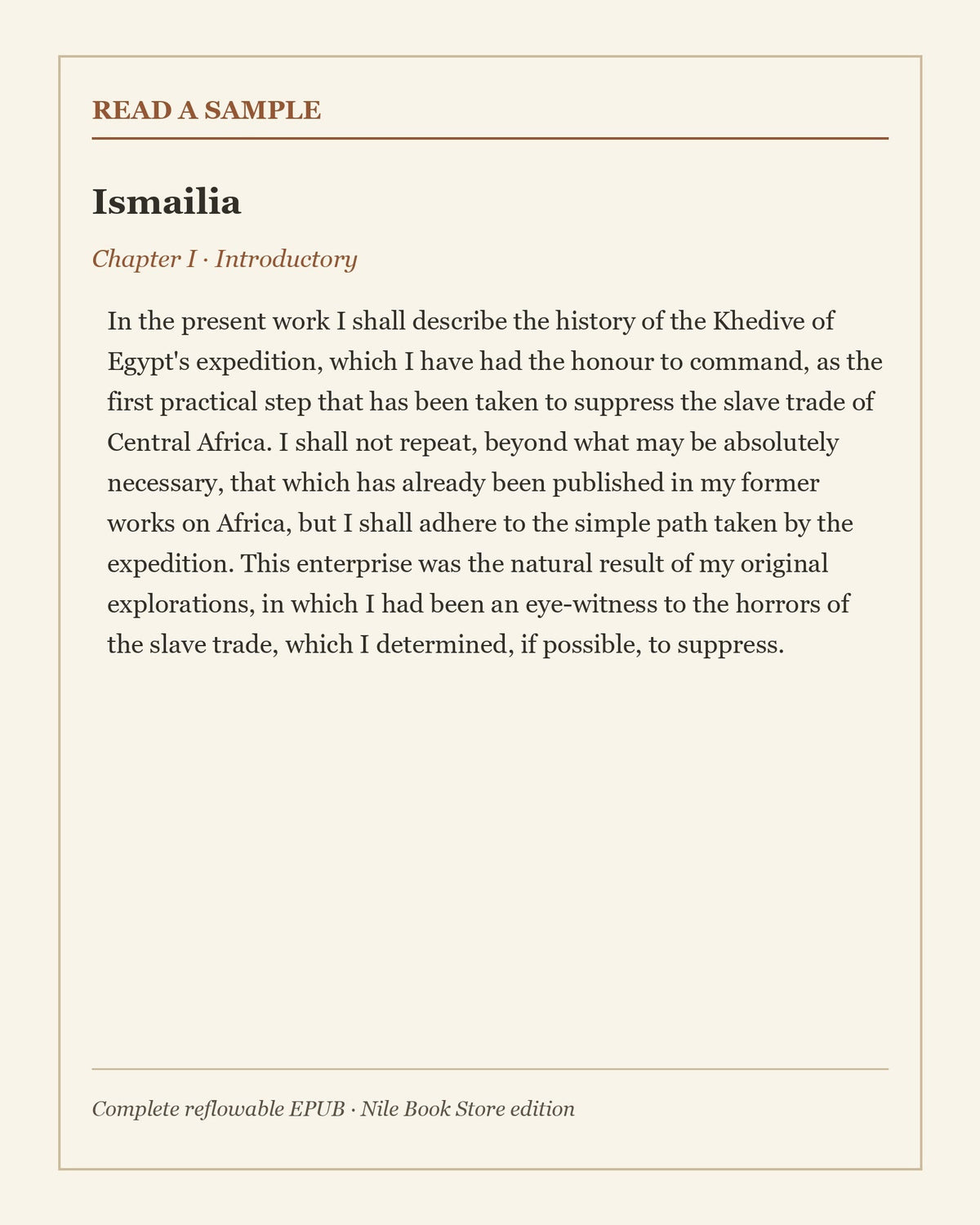 Readable excerpt from Ismailia by Sir Samuel W. Baker