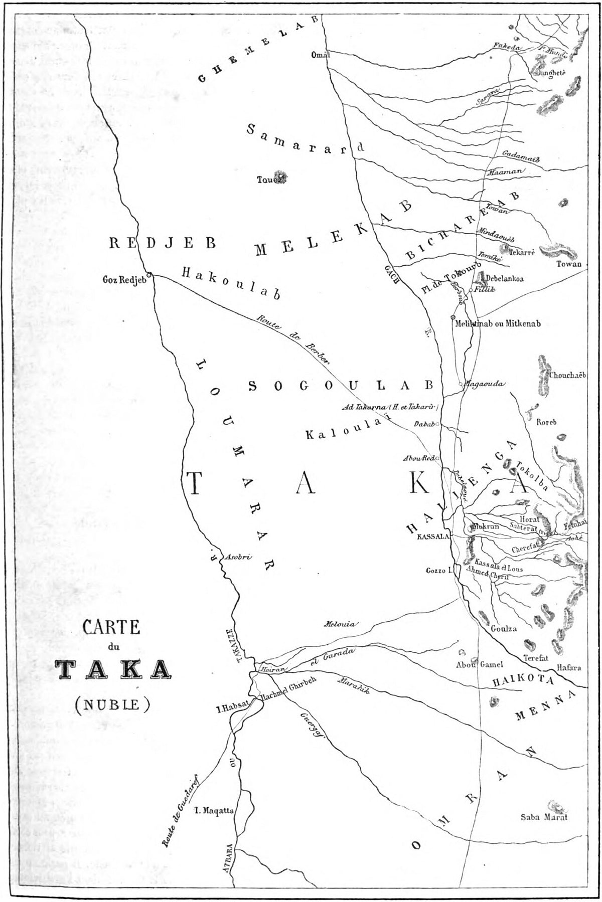 map of taka — original historical illustration from Journey in Taka