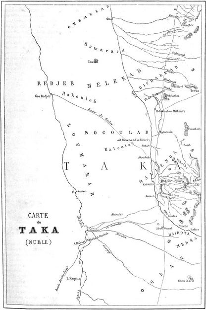 map of taka — original historical illustration from Journey in Taka
