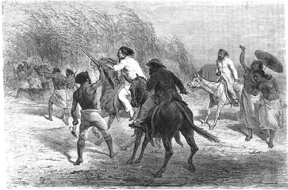 skirmish at karovel — original historical illustration from Journey in Taka