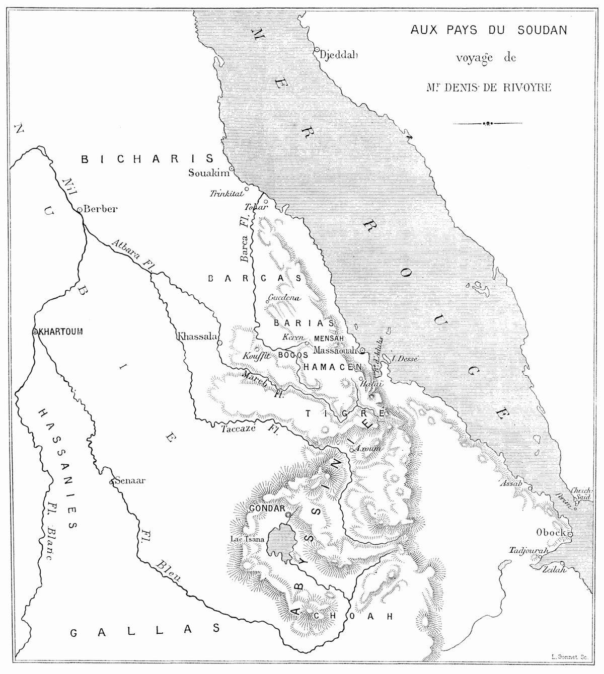 Original historical map from Lands of the Sudan, 1885