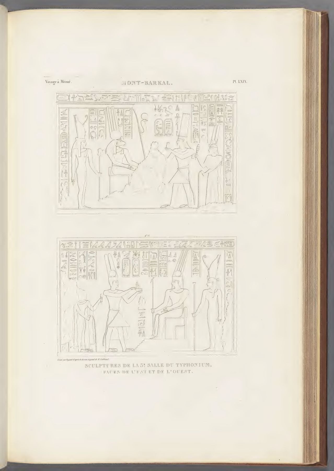 Cailliaud atlas plate: reliefs at Jebel Barkal