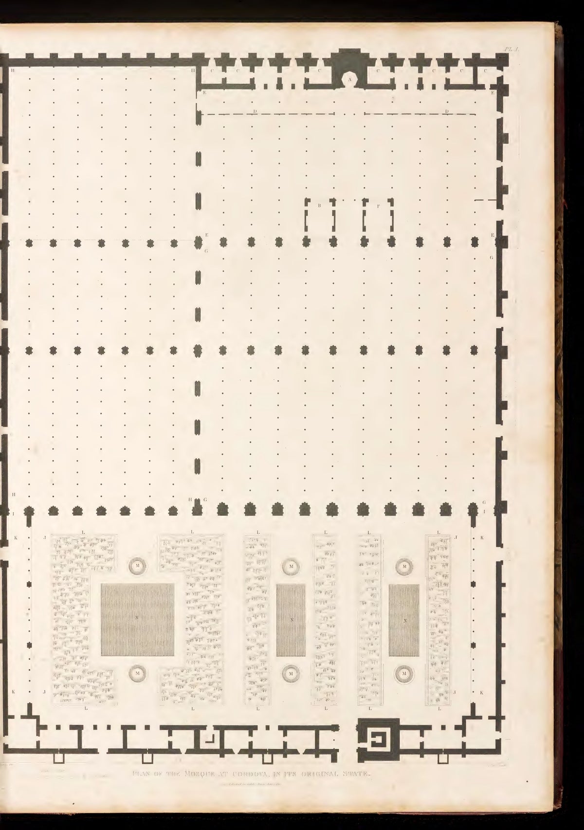 Ground plan of the Mosque at Córdoba — original engraved plate
