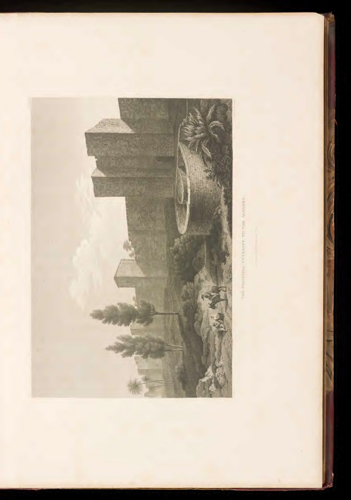 Landscape view of the Alhambra — original engraved plate