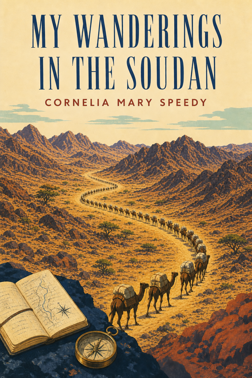My Wanderings in the Soudan by Cornelia Mary Speedy cover showing a camel caravan crossing Sudan's Red Sea Hills