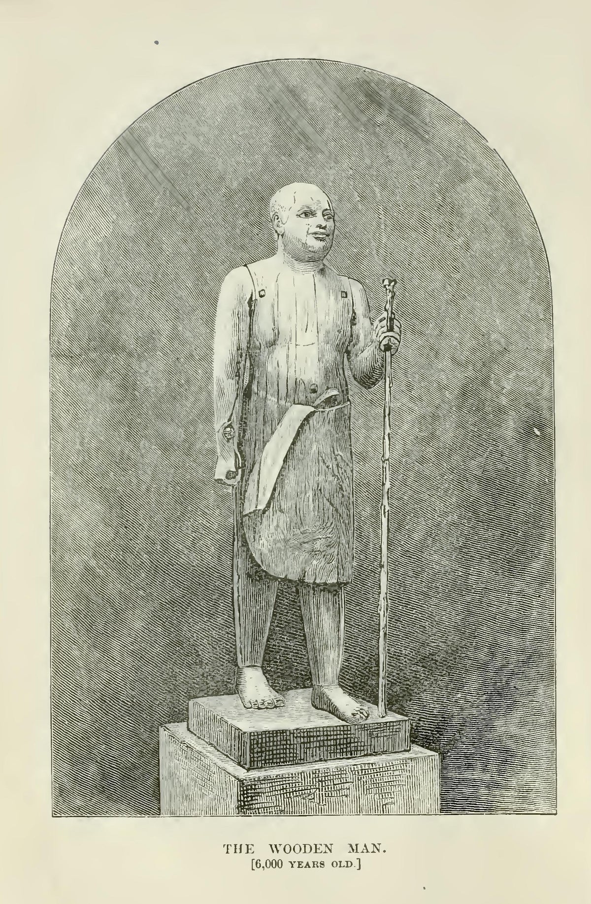 Original Egyptian frontispiece: the Wooden Man statue; not a Sudan landscape