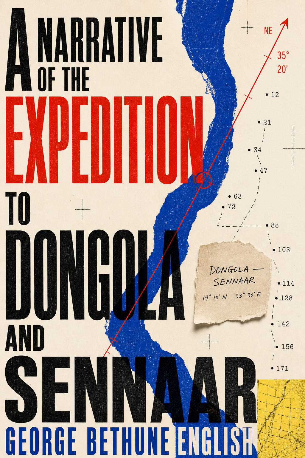 Bold modernist cover for A Narrative of the Expedition to Dongola and Sennaar by George Bethune English