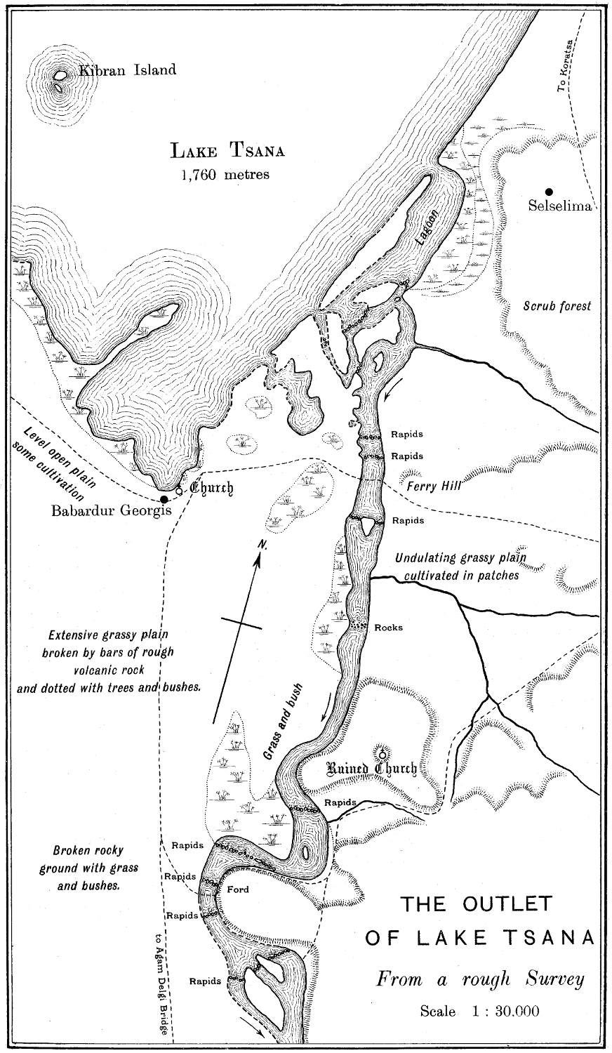 Original map of the outlet of Lake Tsana