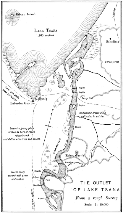 Original map of the outlet of Lake Tsana