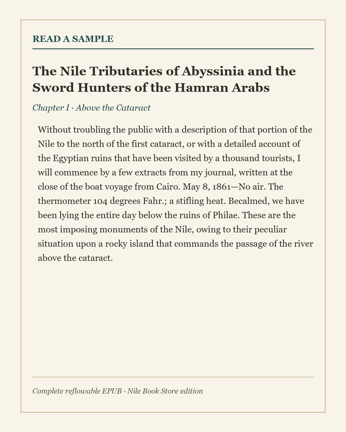 Readable excerpt from The Nile Tributaries of Abyssinia by Sir Samuel W. Baker