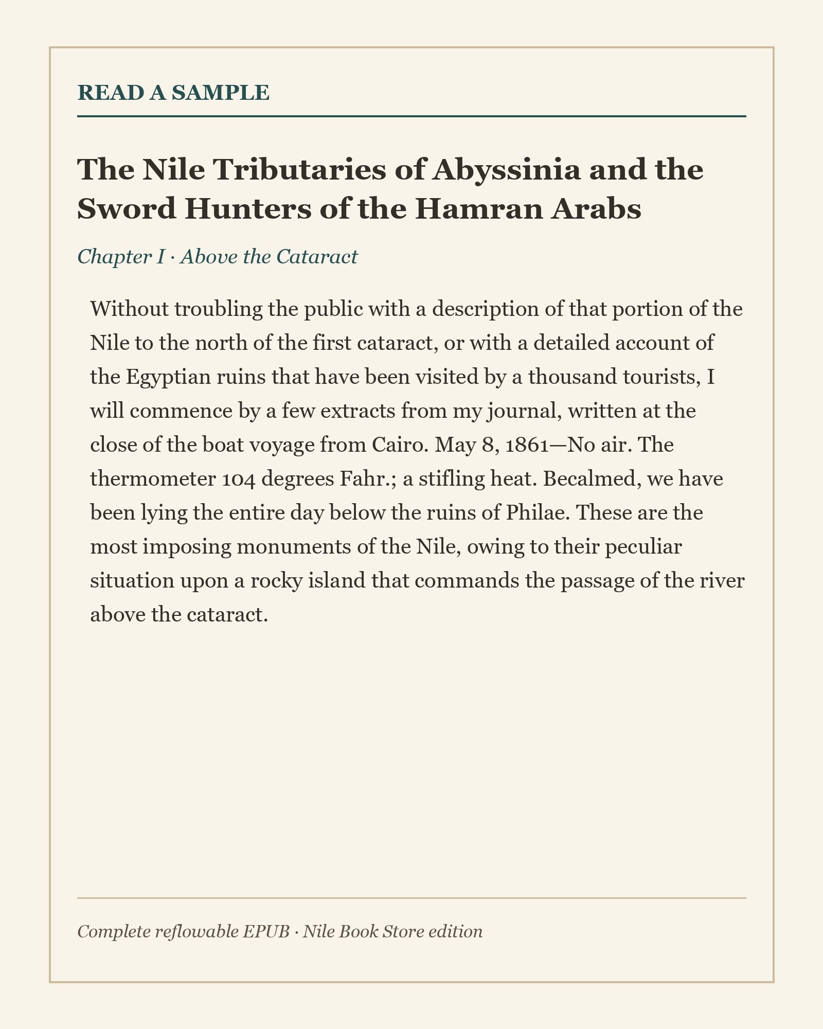 Readable excerpt from The Nile Tributaries of Abyssinia by Sir Samuel W. Baker