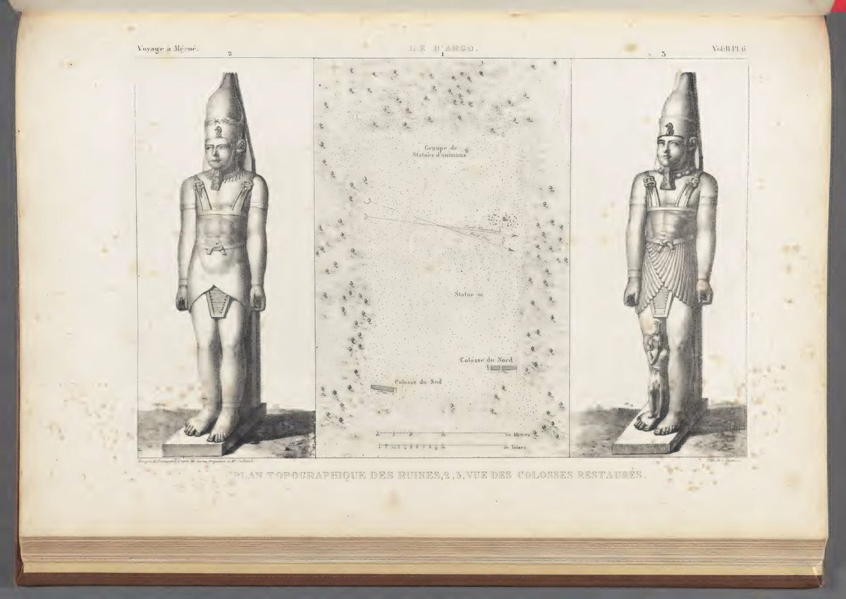 Cailliaud atlas plate: Nubian colossi