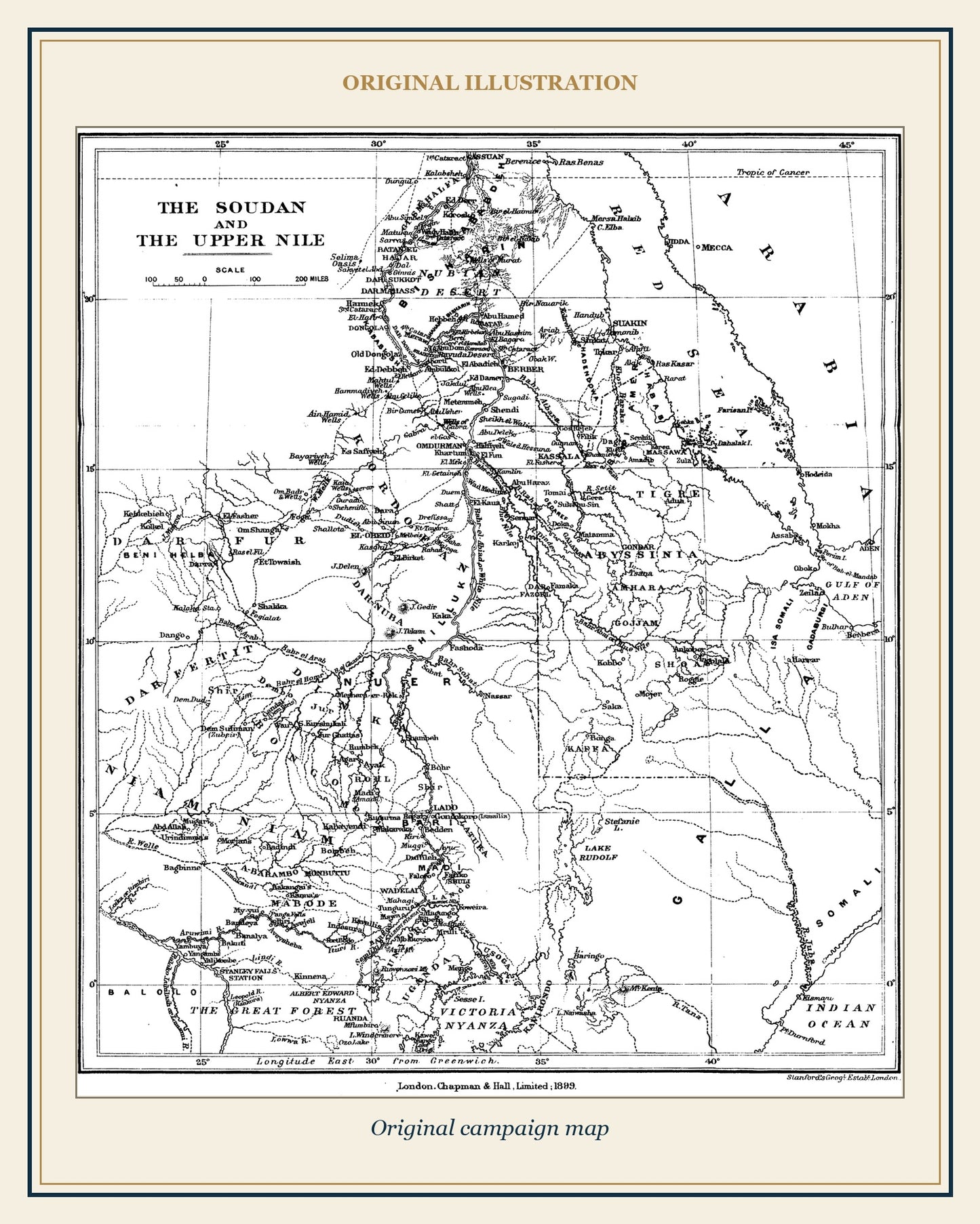 Original campaign map from Khartoum Campaign, 1898