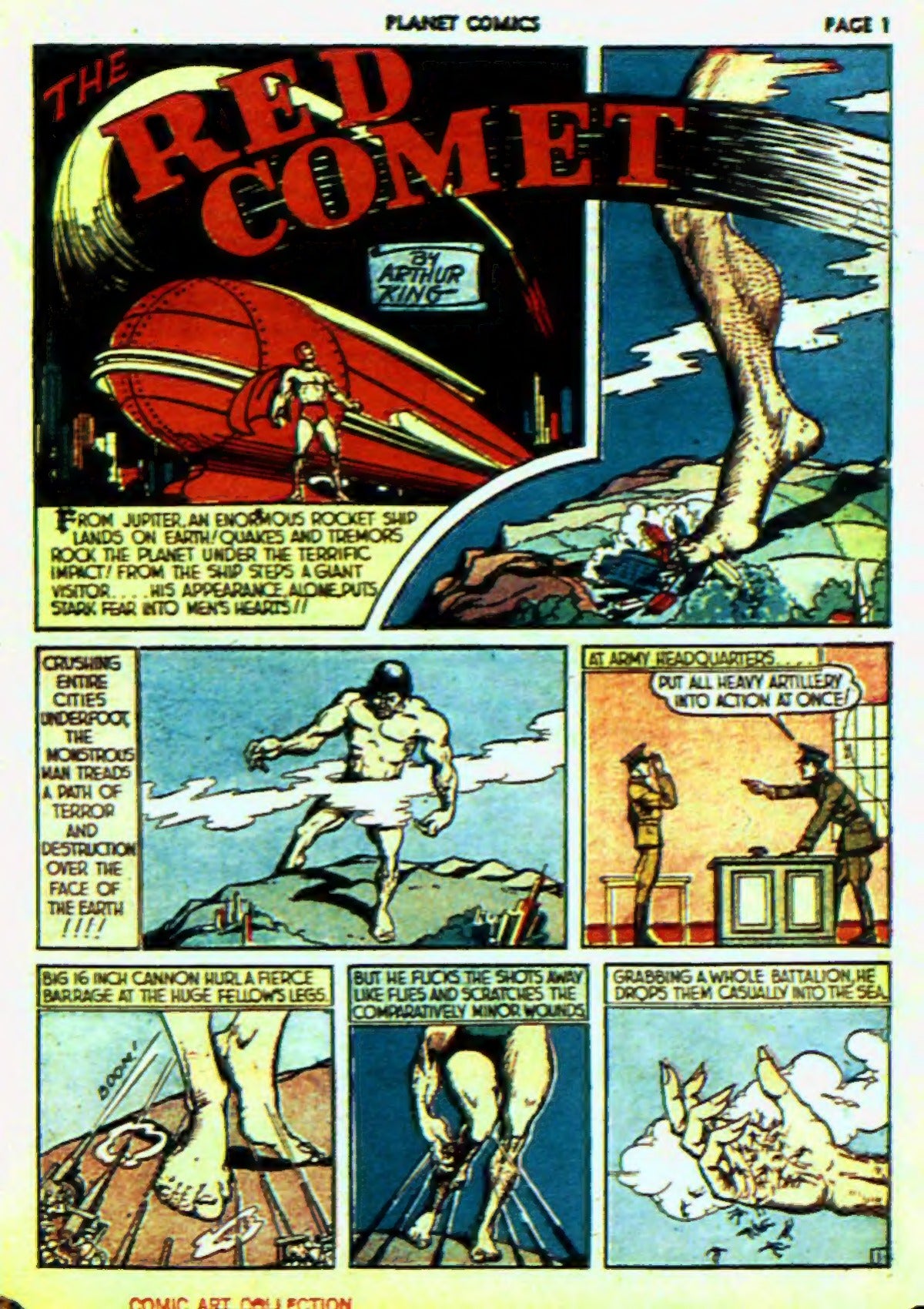 The Red Comet opening splash page from Planet Comics #6