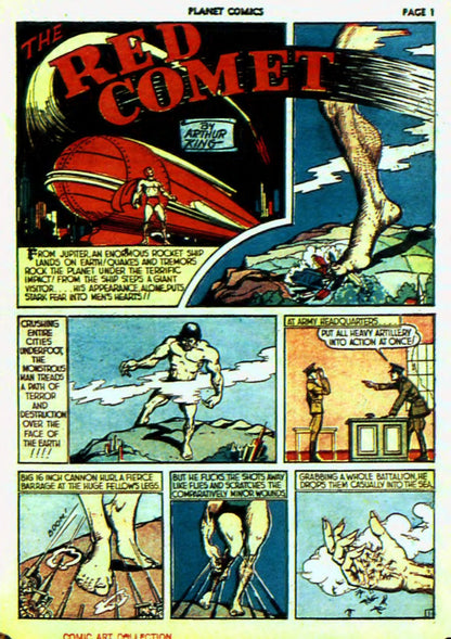 The Red Comet opening splash page from Planet Comics #6