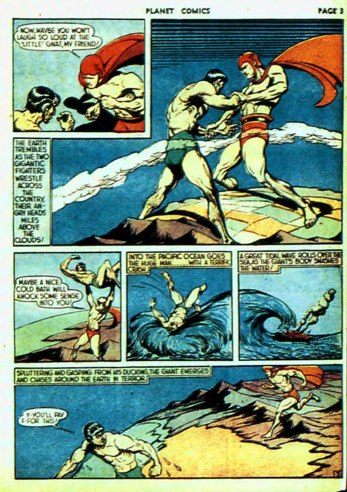 The Red Comet battles the giant in Planet Comics #6