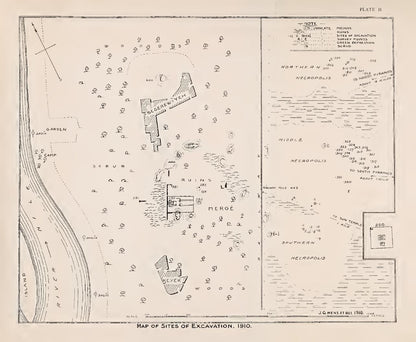 Original 1910 map of the Meroë excavation sites