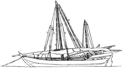 Original illustration: rigging of a Red Sea sambuk sailing vessel
