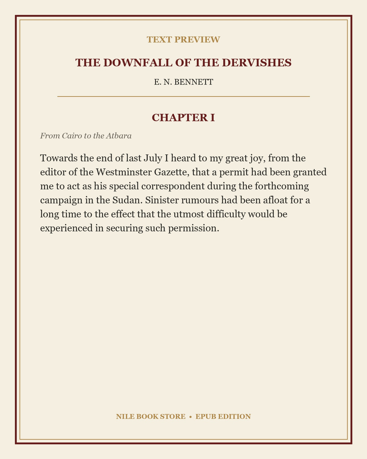 Text preview from Chapter I of The Downfall of the Dervishes