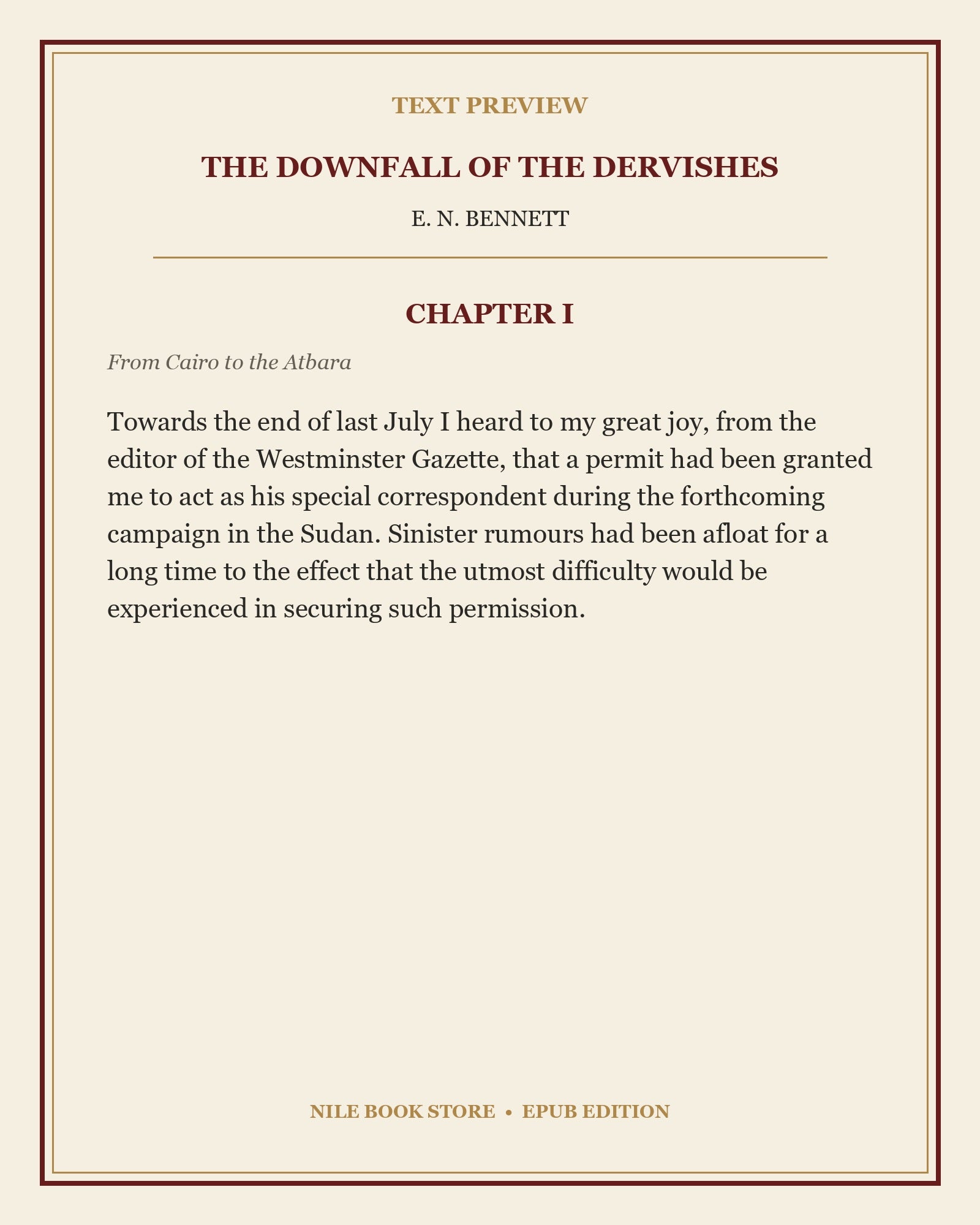 Text preview from Chapter I of The Downfall of the Dervishes