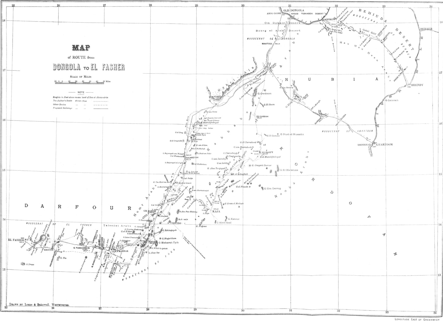 Original route map from Nubia toward Darfoor