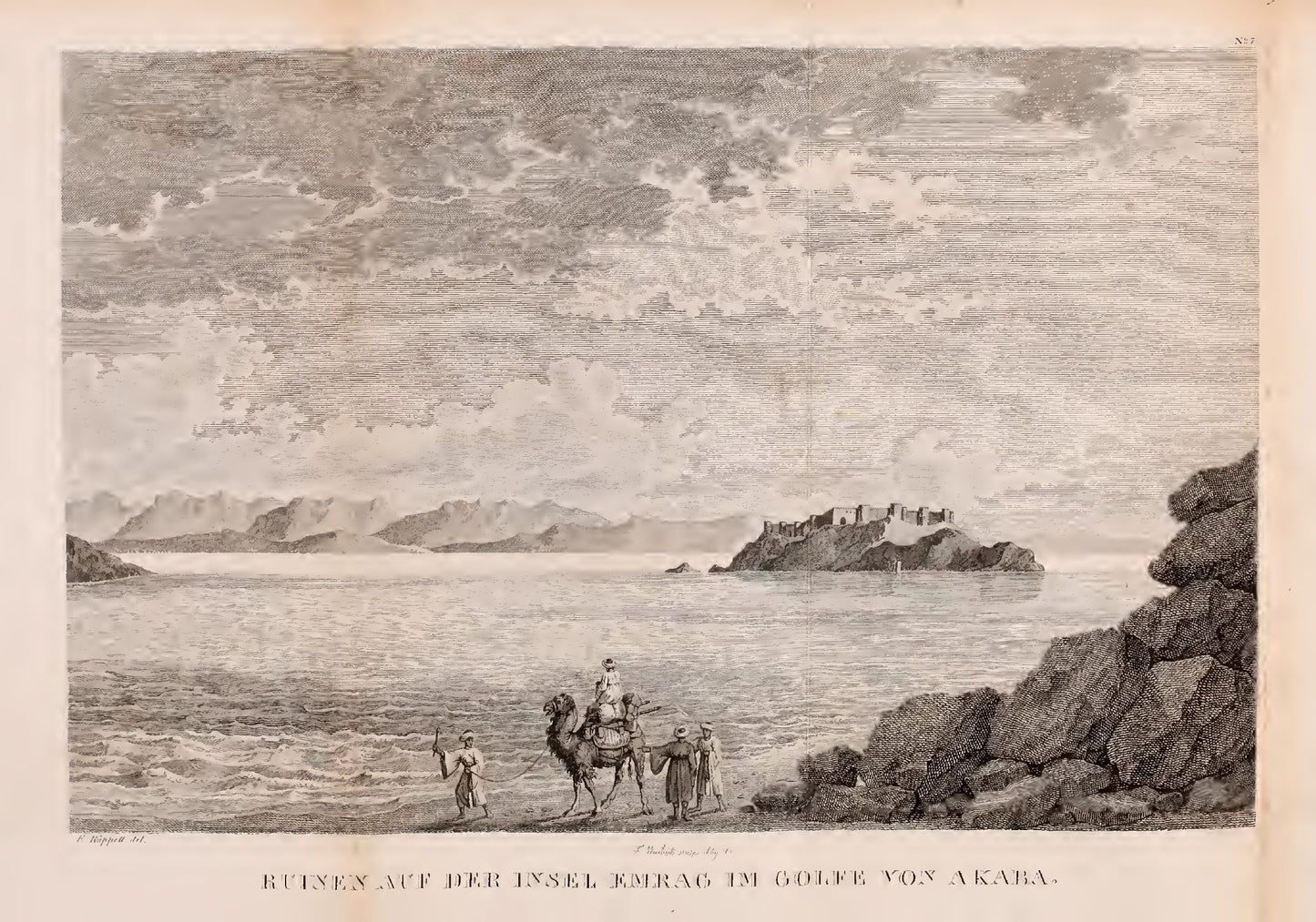 Original 1829 engraved view of Emrag Island