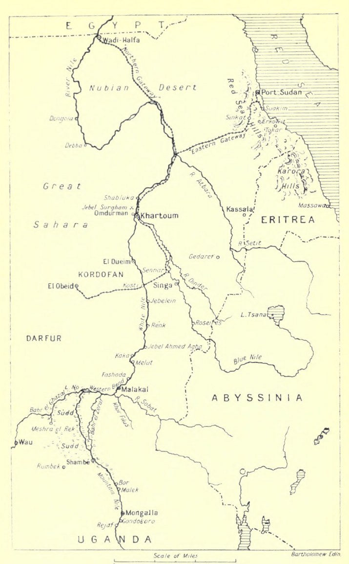 Original 1921 map of Sudan and the Nile routes