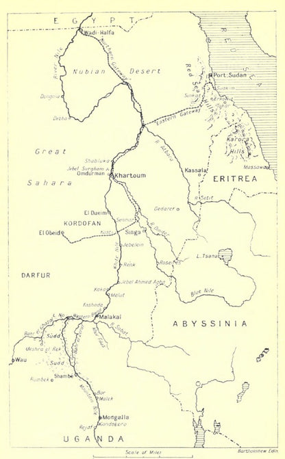 Original 1921 map of Sudan and the Nile routes