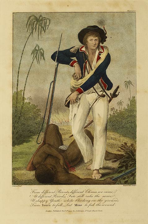 Original color frontispiece from Stedman's Surinam narrative
