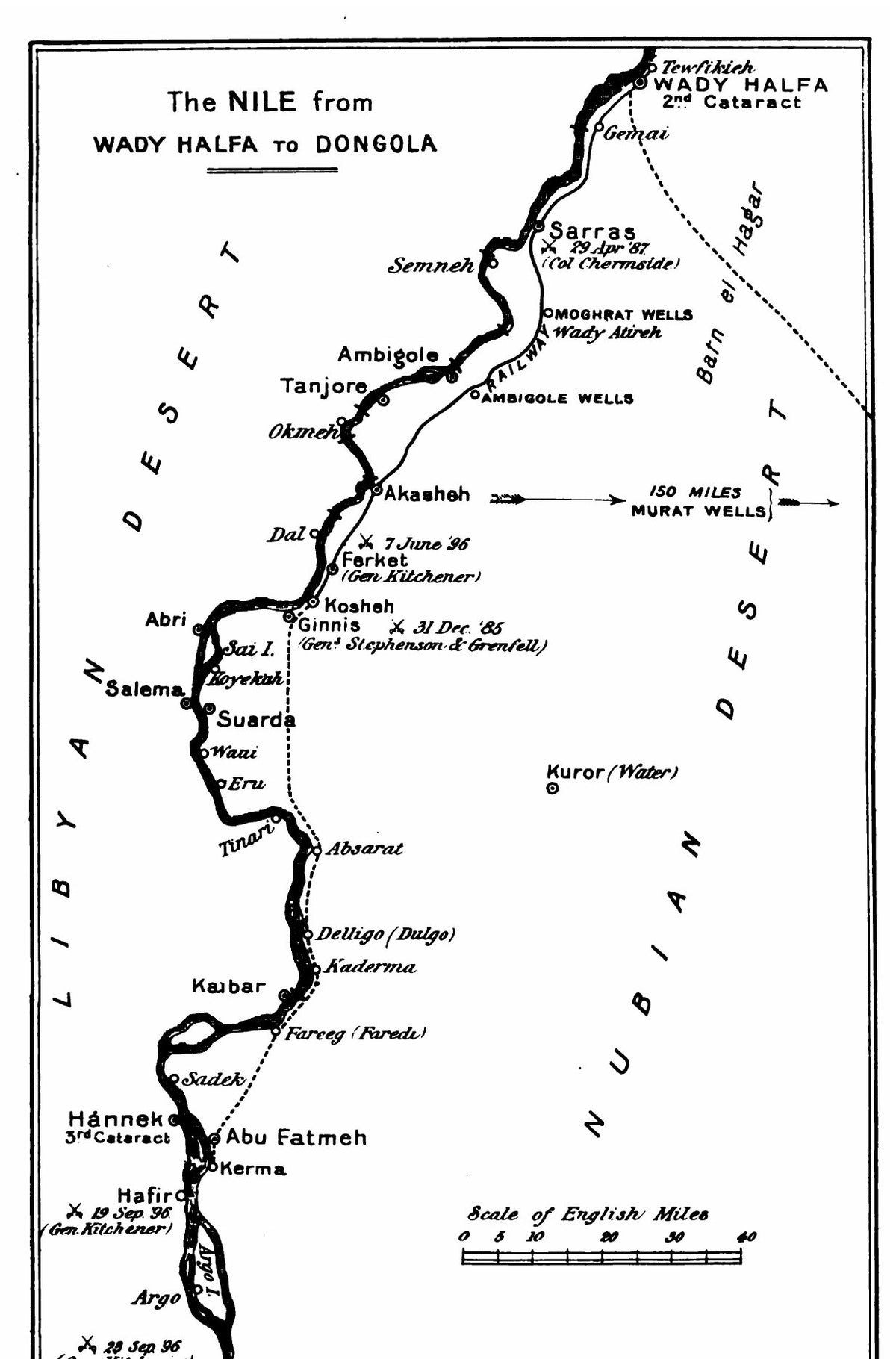 The Nile from Wady Halfa to Dongola — original campaign map