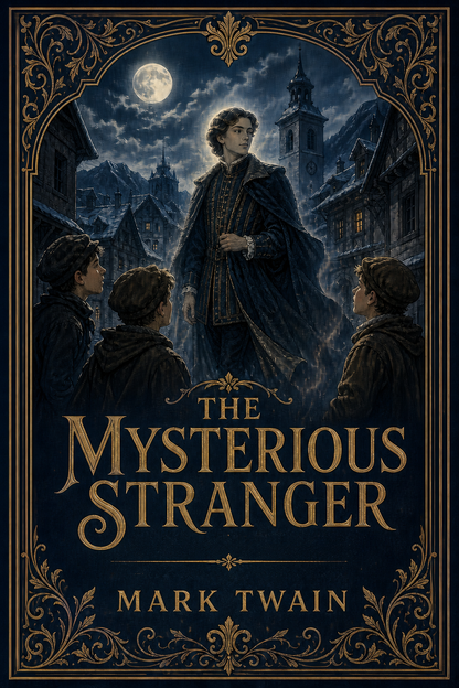 The Mysterious Stranger by Mark Twain — illustrated EPUB and audiobook cover