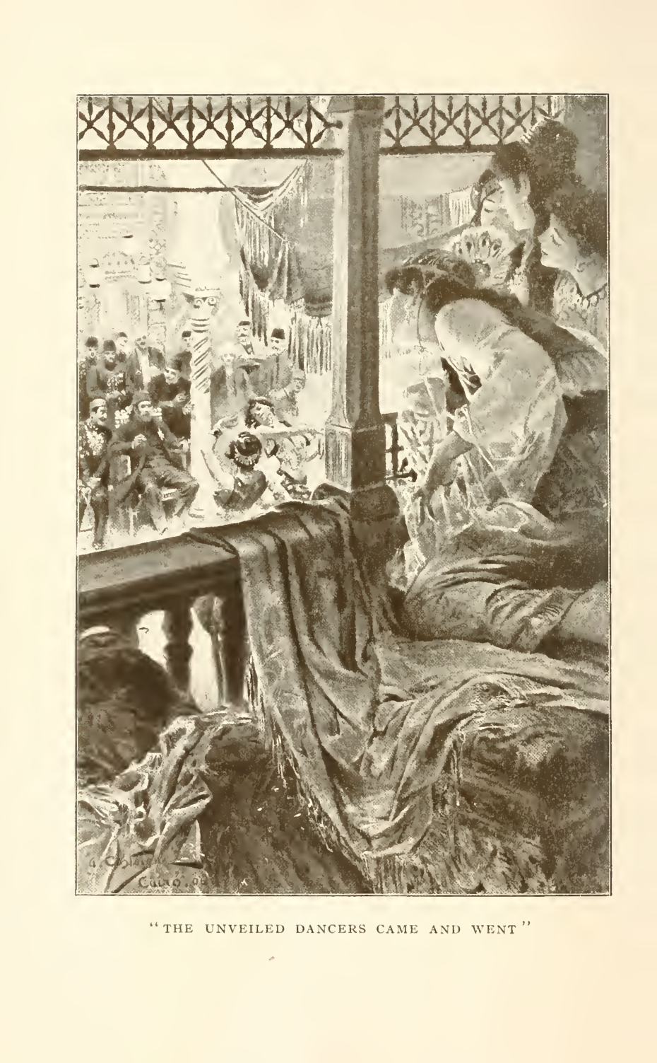 The unveiled dancers came and went — illustration by André Castaigne