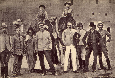 Original 1885 frontispiece showing the travelling party on camels