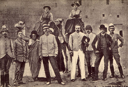 Original 1885 frontispiece showing the travelling party on camels