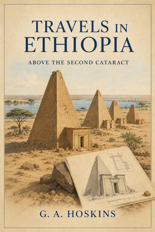 Cover of Travels in Ethiopia Above the Second Cataract by G. A. Hoskins, showing the Meroë pyramids in Sudan